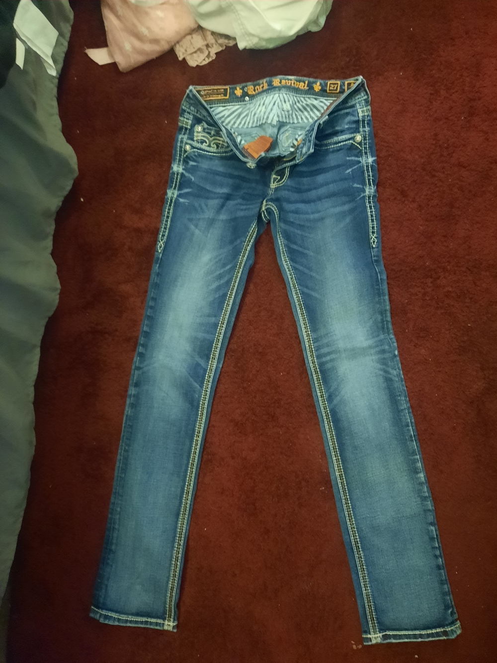 Rock Revival Womens Skinny Jeans - Blue Denim